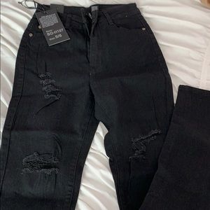 ⚡️NEW HIGH WAISTED BLACK RIPPED JEANS